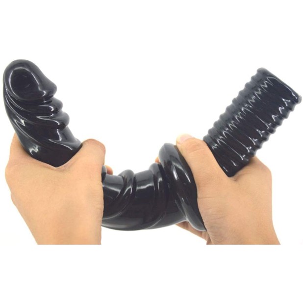 FAAK Spiral Anal Dildo w Handle - Black