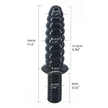 FAAK Spiral Anal Plug w Handle - Black