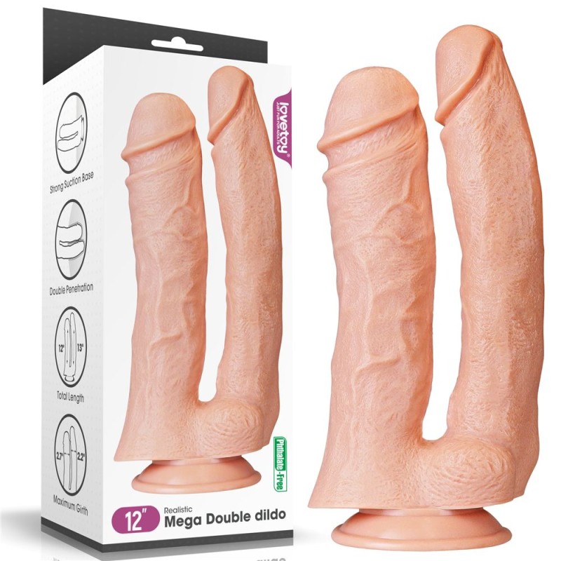 Lovetoy 12" Mega Double Dildo - Flesh