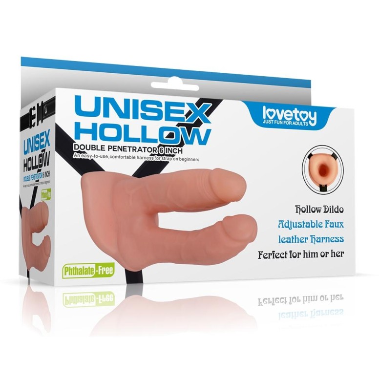 Lovetoy Unisex Hollow Double Strap On - Flesh