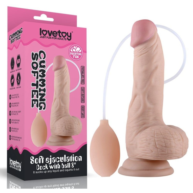 Lovetoy Soft Ejaculation Cock With Ball 8"- Flesh
