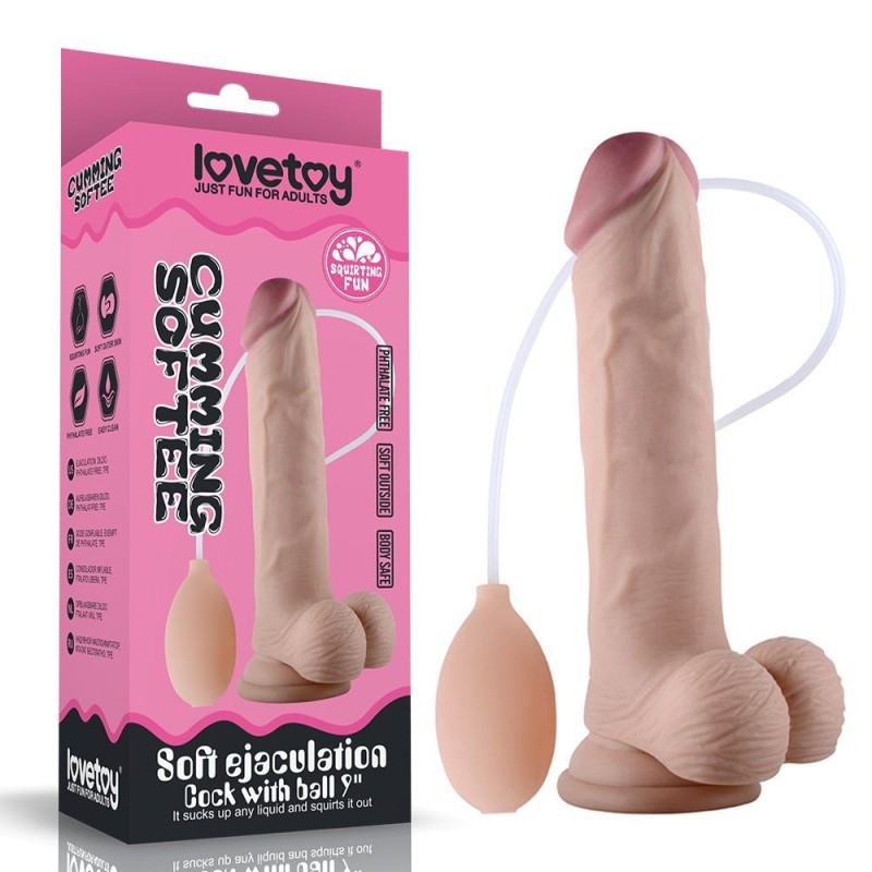 Lovetoy Soft Ejaculation Cock With Ball 9" - Flesh