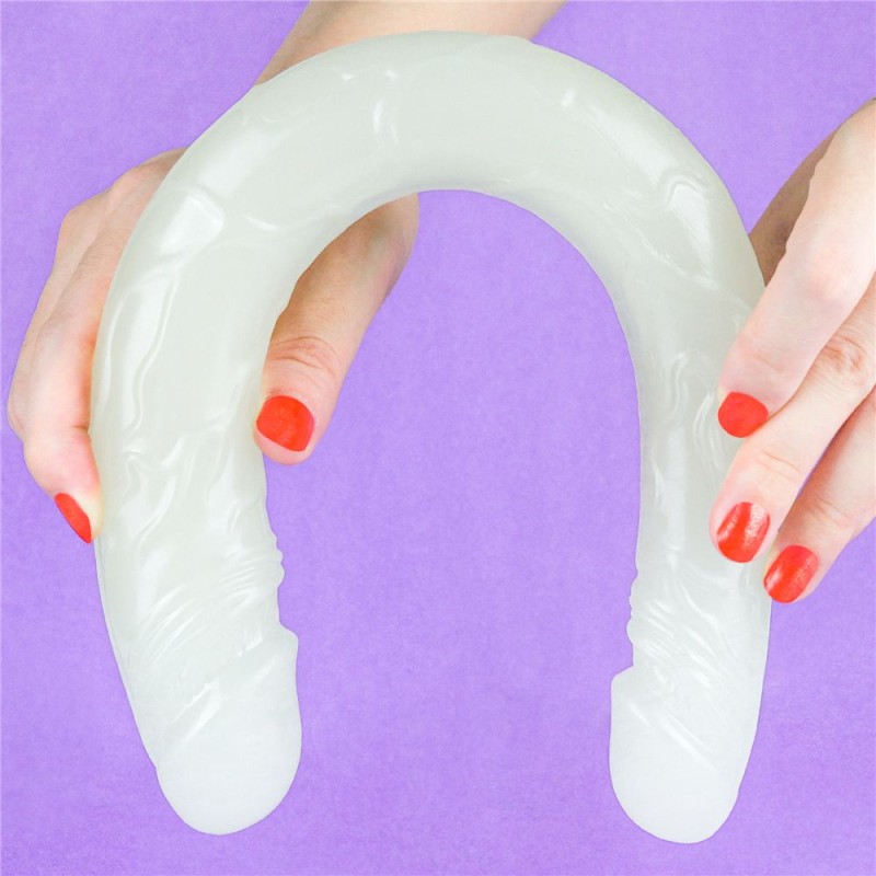 Lovetoy 14" Lumino Play Double Dildo - Clear