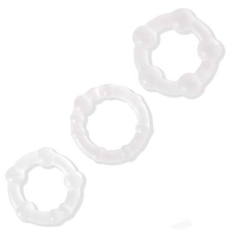 Lovetoy Power Plus Triple Beaded Ring Set - Clear