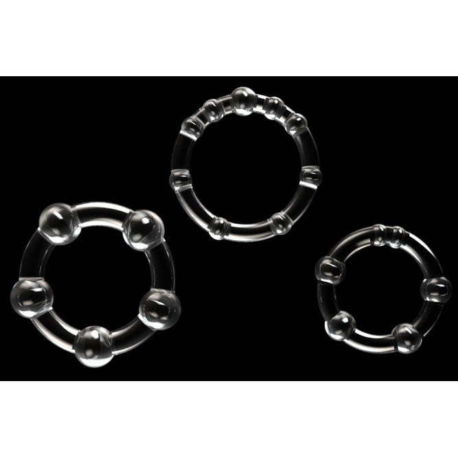 Lovetoy Power Plus Triple Beaded Ring Set - Clear