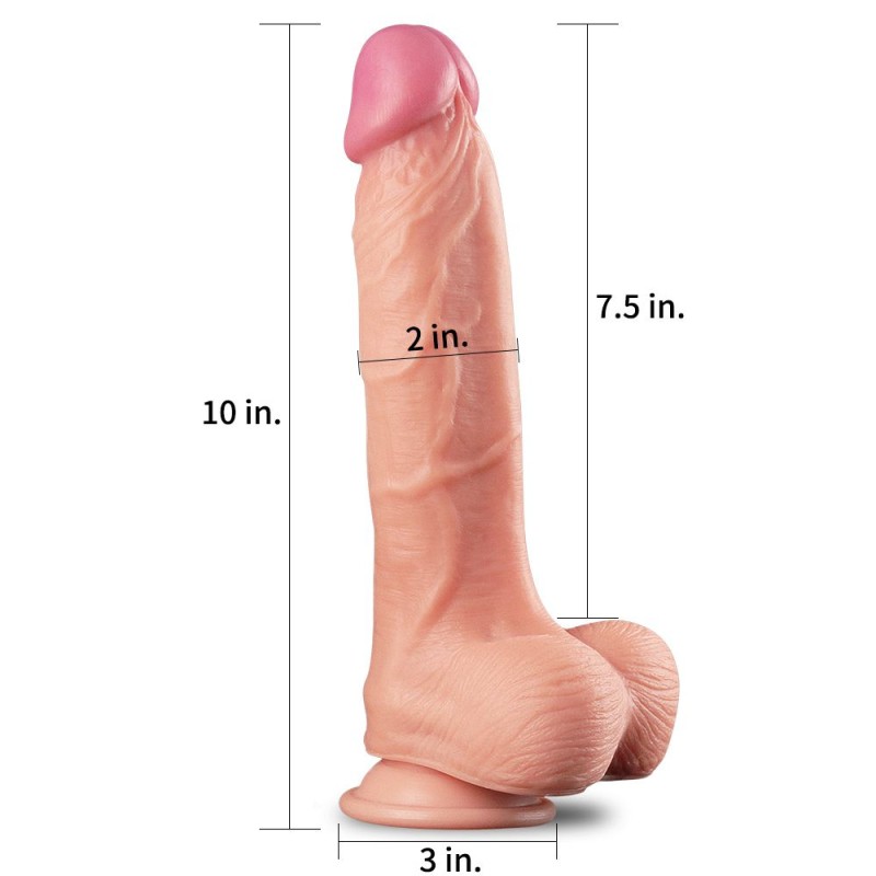 Lovetoy 10" Dual Layer Silicone Cock - Flesh