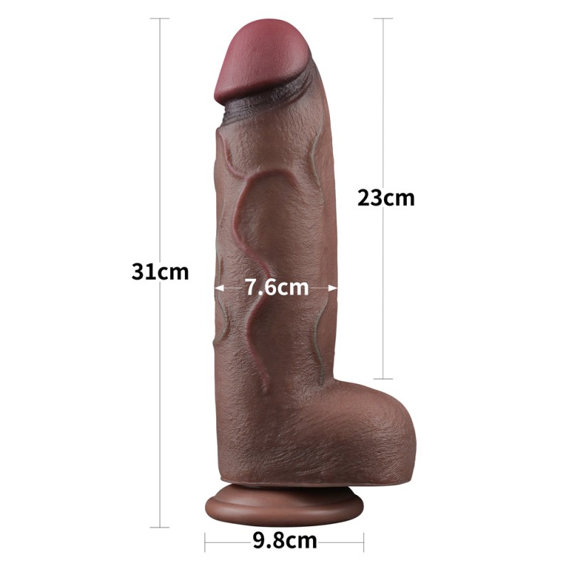 Lovetoy 12" XXL Dual Layered Cock - Brown