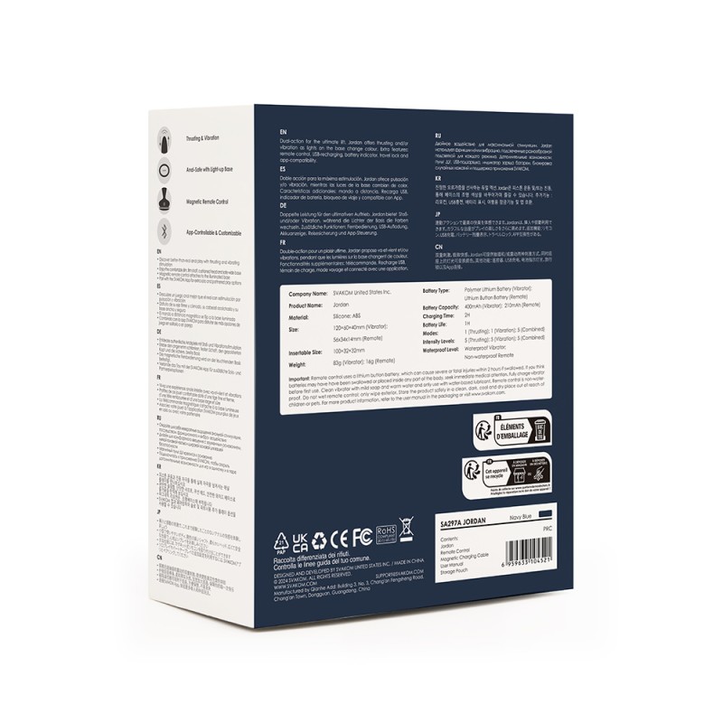 SVAKOM Jordan APP Thrusting Anal Vibrator - Navy Blue