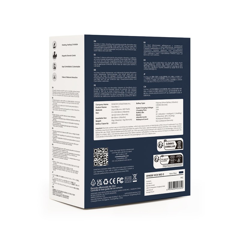 SVAKOM Vick Neo 2 Interactive Heating Prostate Vibrator - Navy Blue