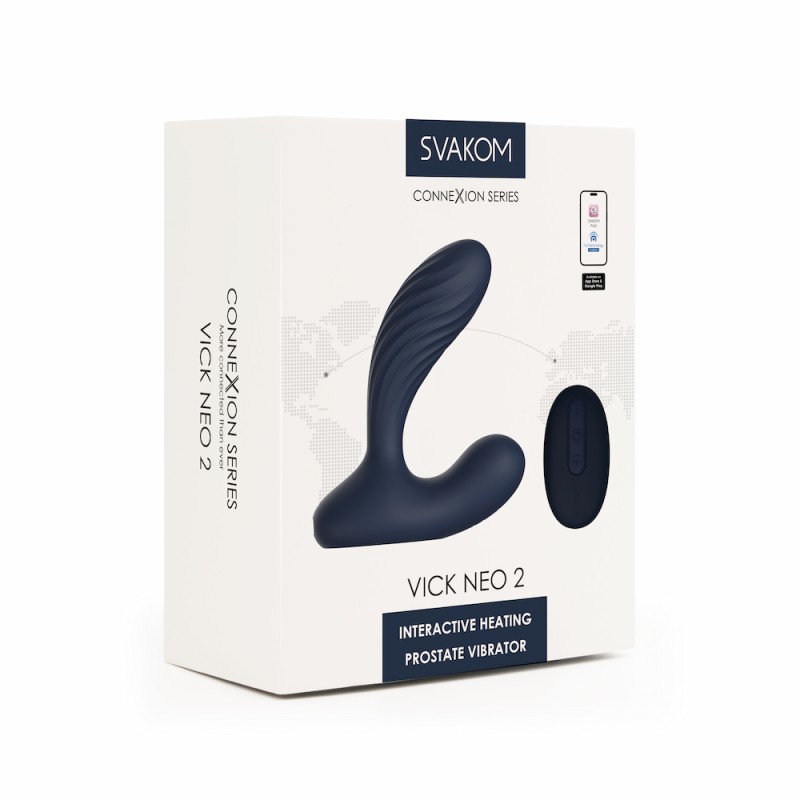 SVAKOM Vick Neo 2 Interactive Heating Prostate Vibrator - Navy Blue