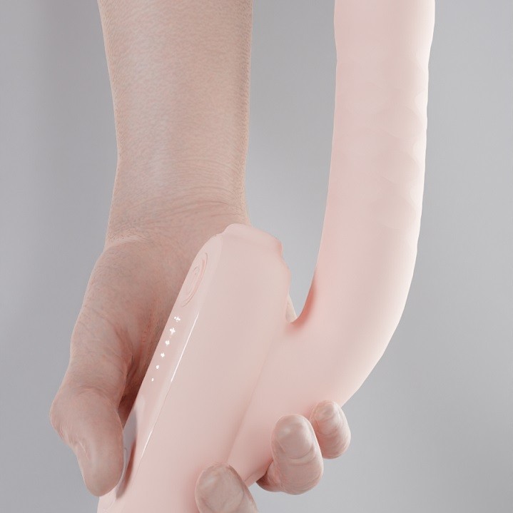 Qingnan Thrusting Vibrator w Suction #7 - Flesh Pink