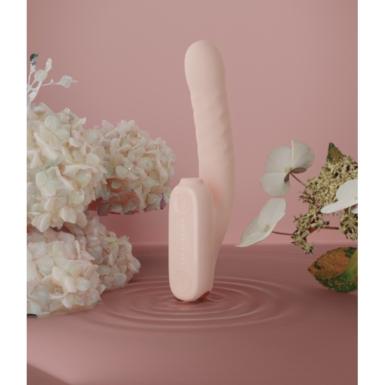 Qingnan Thrusting Vibrator w Suction #7 - Flesh Pink