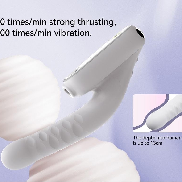 Qingnan Thrusting Vibrator w Suction #7 - Flesh Pink