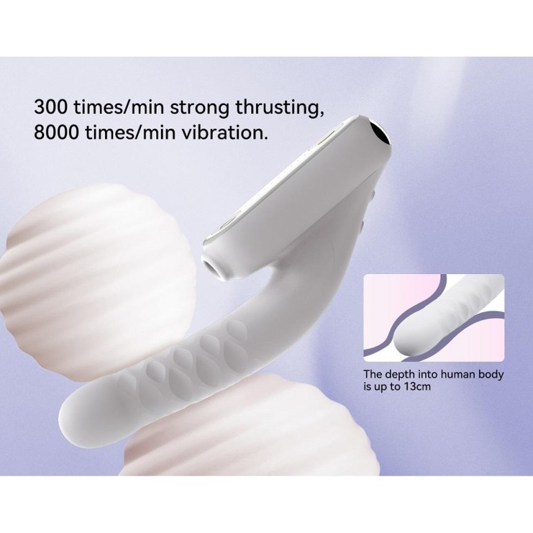 Qingnan Thrusting Vibrator w Suction #7 - Flesh Pink