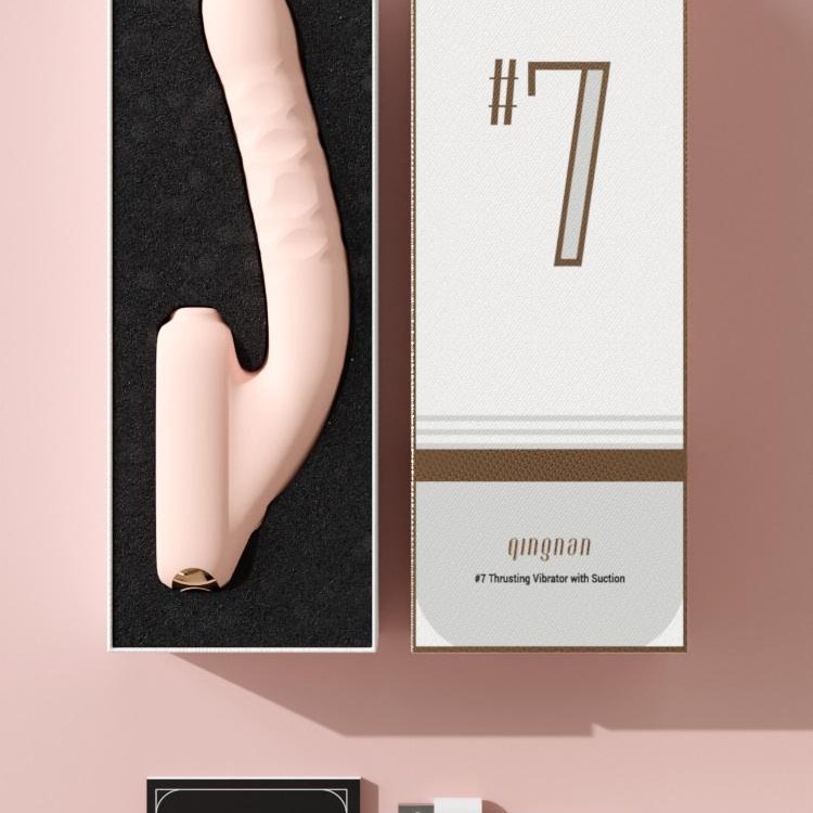 Qingnan Thrusting Vibrator w Suction #7 - Flesh Pink