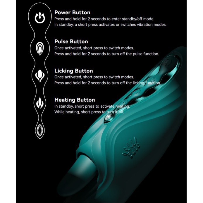Zalo Ares APP Heating Vibrator - Turquoise Green