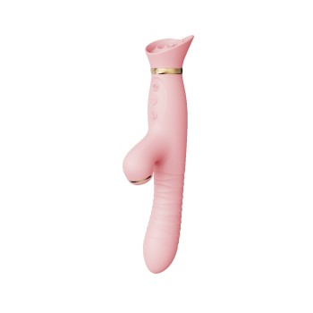 Zalo Rose Thruster Rabbit Vibrator - Strawberry Pink