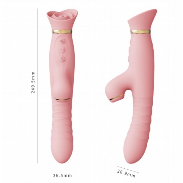 Zalo Rose Thruster Rabbit Vibrator - Strawberry Pink