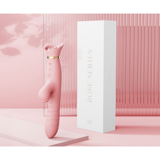Zalo Rose Thruster Rabbit Vibrator - Strawberry Pink