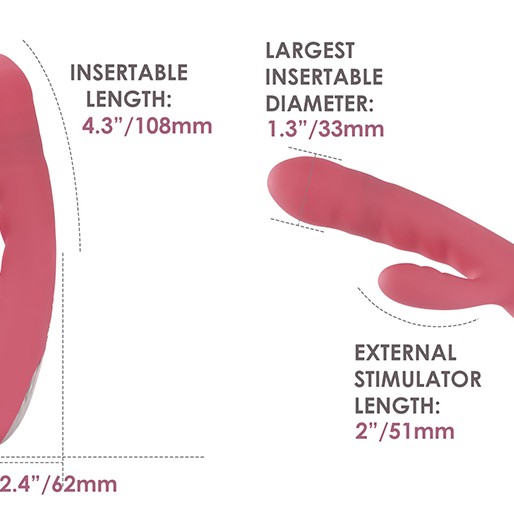 SVAKOM Avery Thrusting Rabbit Vibrator - Strawberry Pink