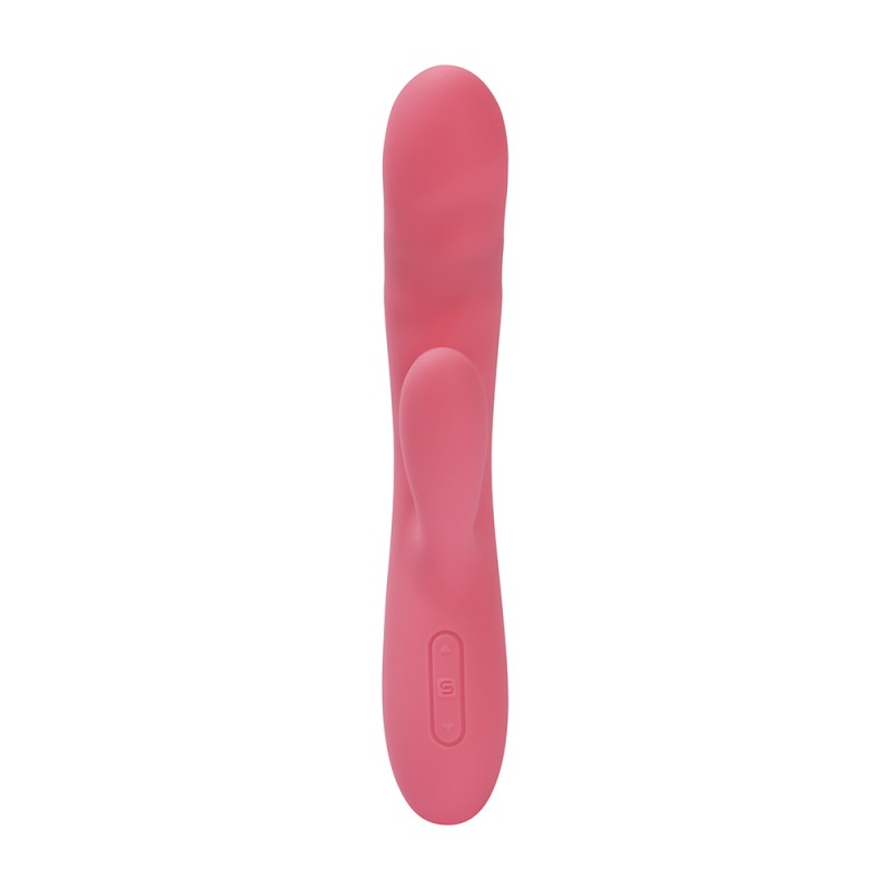 SVAKOM Avery Thrusting Rabbit Vibrator - Strawberry Pink