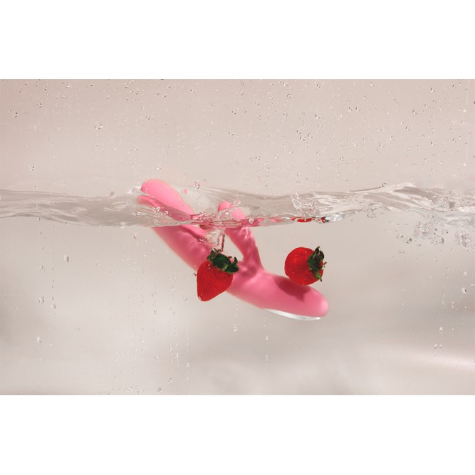 SVAKOM Avery Thrusting Rabbit Vibrator - Strawberry Pink
