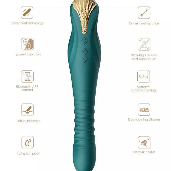 Zalo King APP Thrusting Vibrator - Obsidian Black