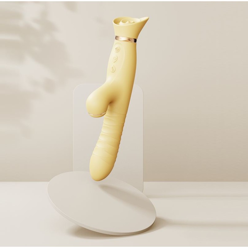 Zalo Rose Thruster Rabbit Vibrator - Lemon Yellow