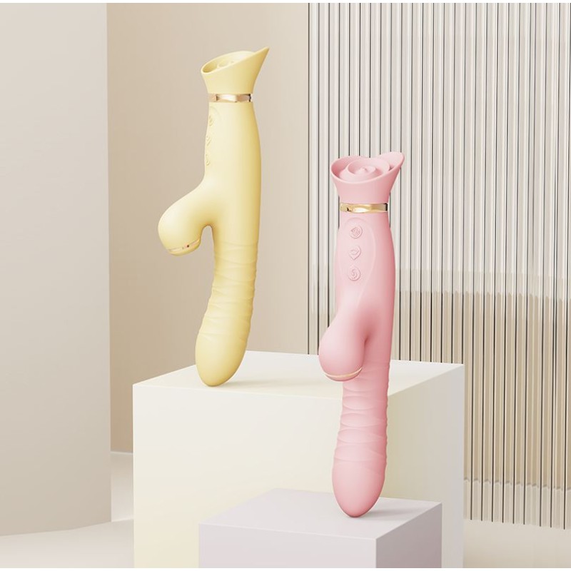 Zalo Rose Thruster Rabbit Vibrator - Lemon Yellow