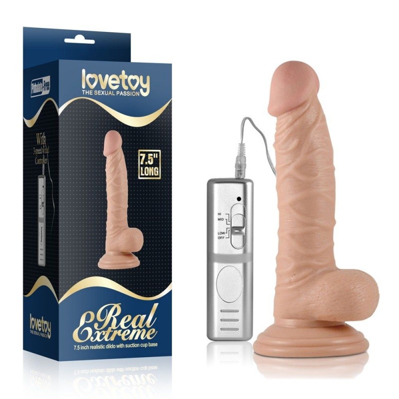 Lovetoy 7.5" Real Extreme Vibrating Dildo - Flesh