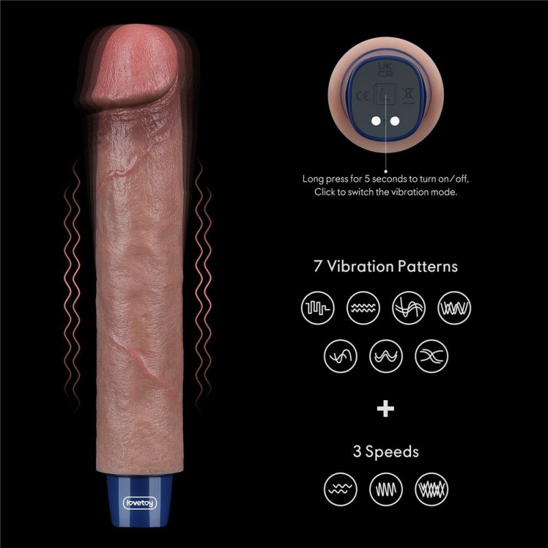 Lovetoy 9" Real Softee Vibro Dildo - Brown