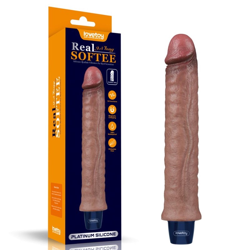 Lovetoy 9.5" Real Softee Vibro Dildo - Brown