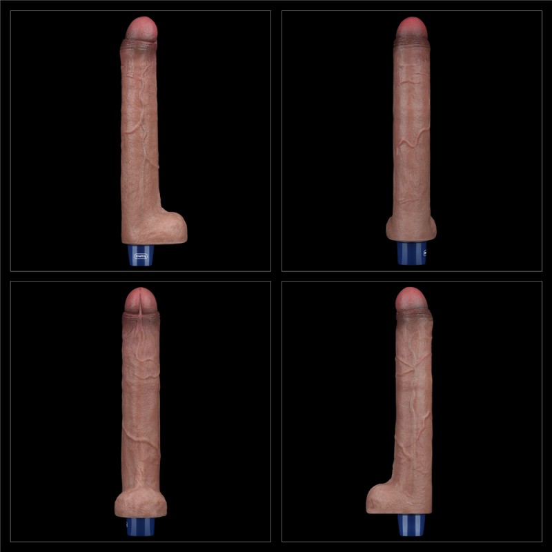 Lovetoy 10.5" Real Softee Vibro Dildo - Brown