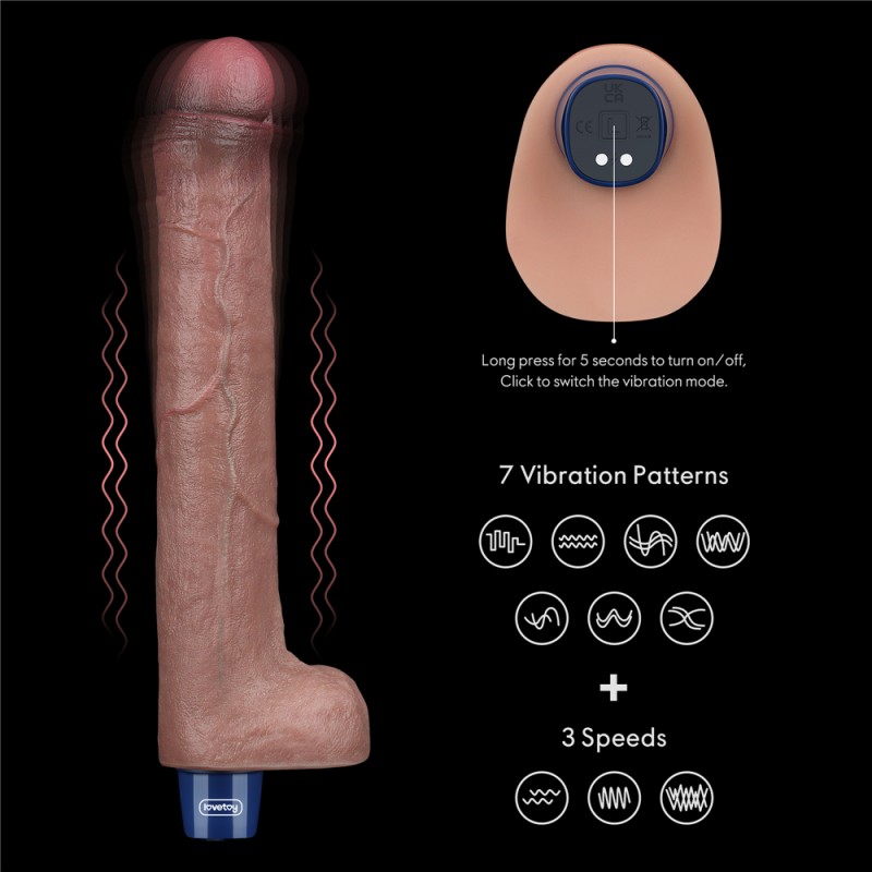 Lovetoy 10.5" Real Softee Vibro Dildo - Brown
