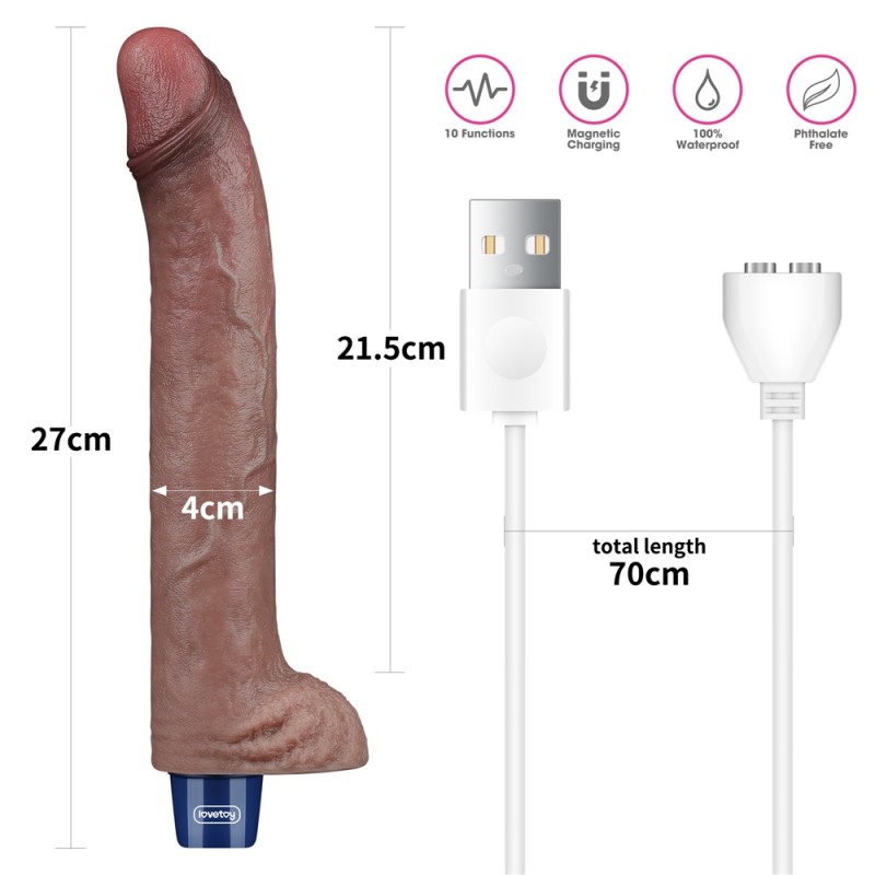 Lovetoy 11" Real Softee Vibro Dildo - Brown