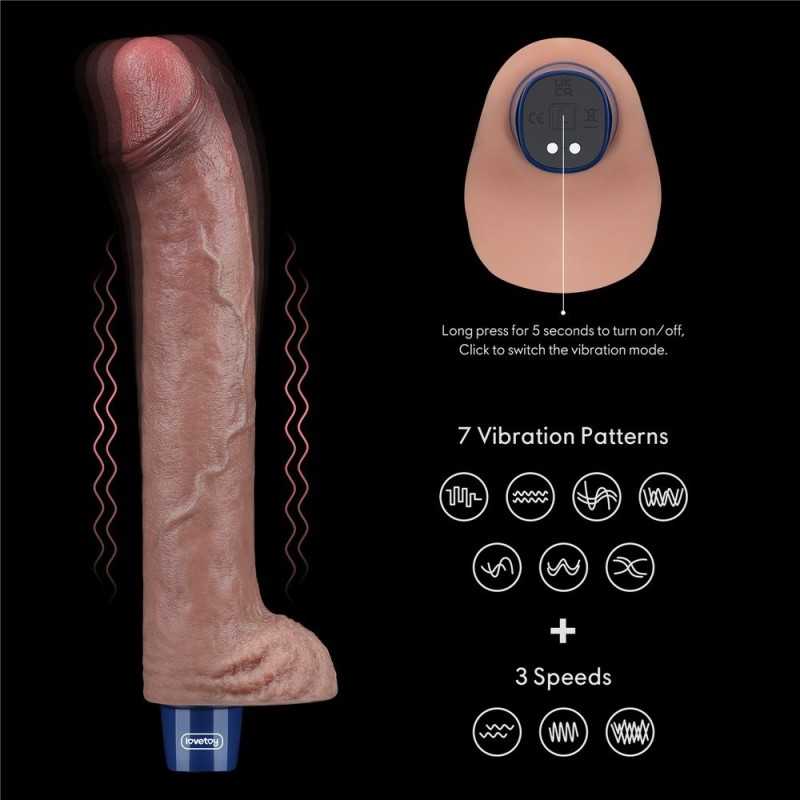 Lovetoy 11" Real Softee Vibro Dildo - Brown