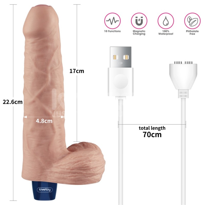Lovetoy 9" Real Softee Vibro Dildo - Flesh
