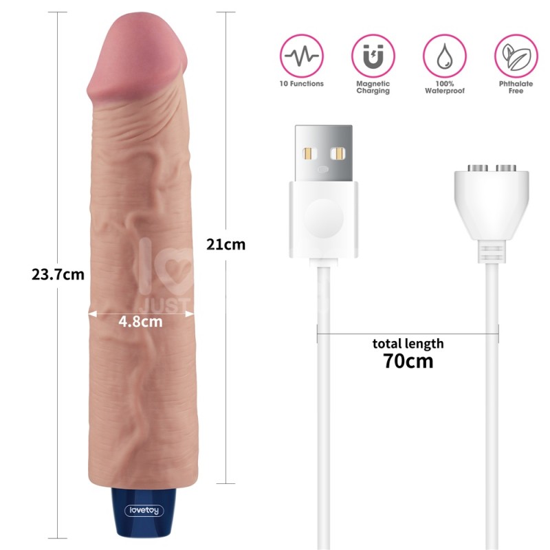 Lovetoy 9.5" Real Softee Vibro Dildo - Flesh