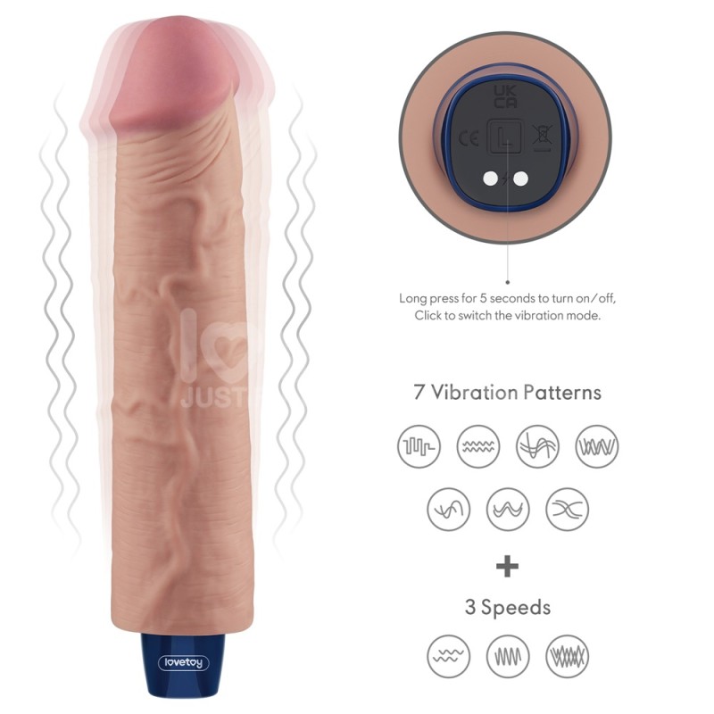 Lovetoy 9.5" Real Softee Vibro Dildo - Flesh