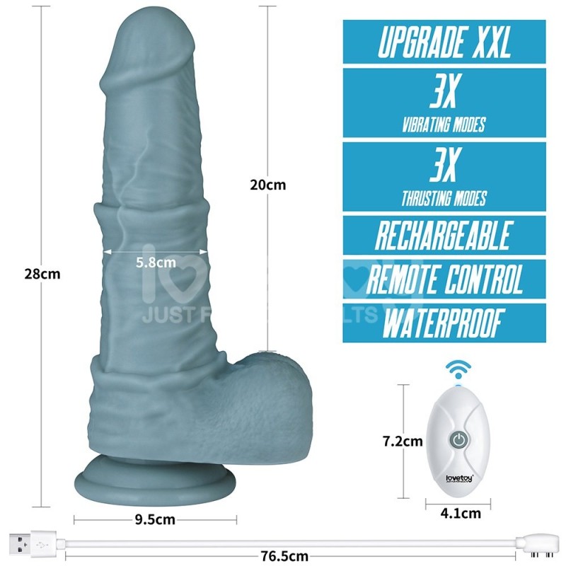 Lovetoy 11" Thrusting Vibro Dildo - Blue