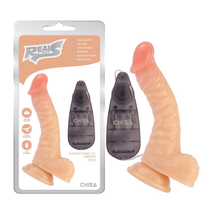 Chisa 7.8" Vibro Dildo #01 w Remote - Flesh
