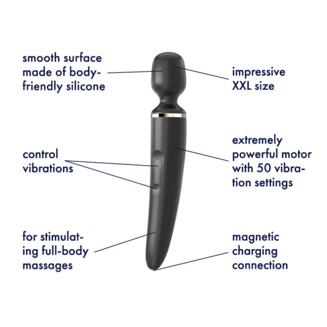 Satisfyer Wand-er Women Massager - Black/Gold