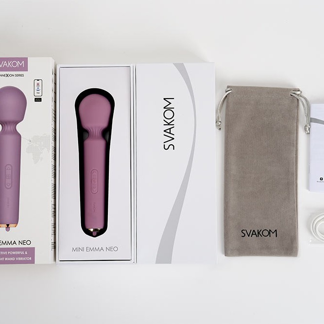 SVAKOM Mini Emma Neo Interactive Wand Vibrator - Romantic Rose