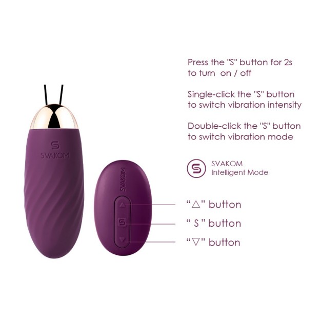 SVAKOM Elmer Remote Control Egg Vibrator - Violet