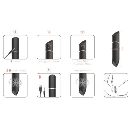 Adrien Lastic Rocket Vibro Bullet - Black