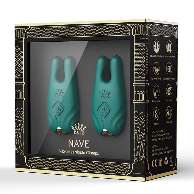 Zalo Nave APP Vibro Nipple Clamps - Velvet Purple