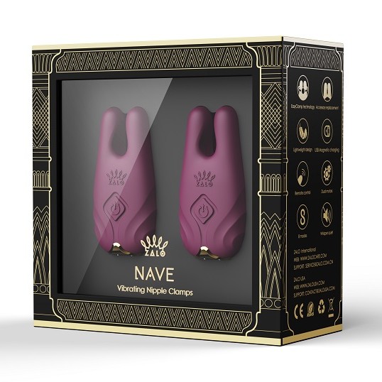 Zalo Nave APP Vibro Nipple Clamps - Velvet Purple