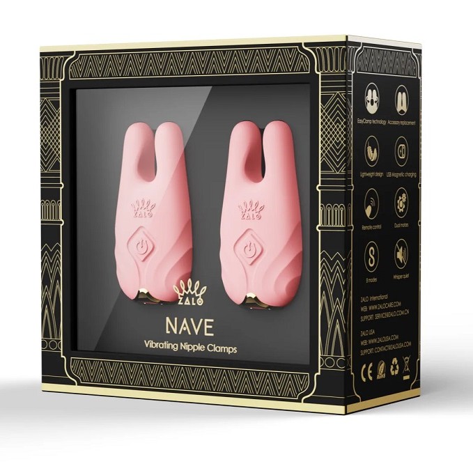 Zalo Nave APP Vibro Nipple Clamps - Velvet Purple