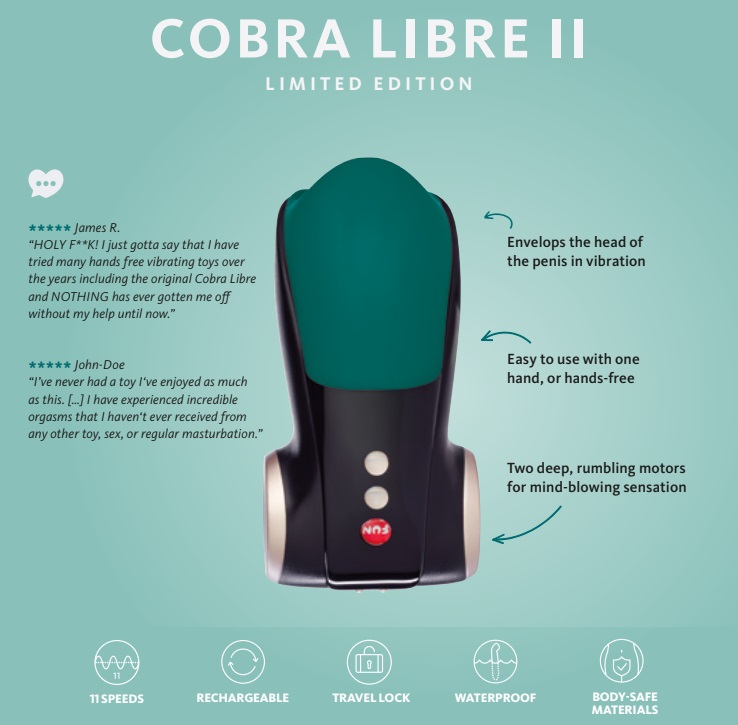 Fun Factory - Cobra Libre II Penis Massager - Deep Sea Blue photo-5