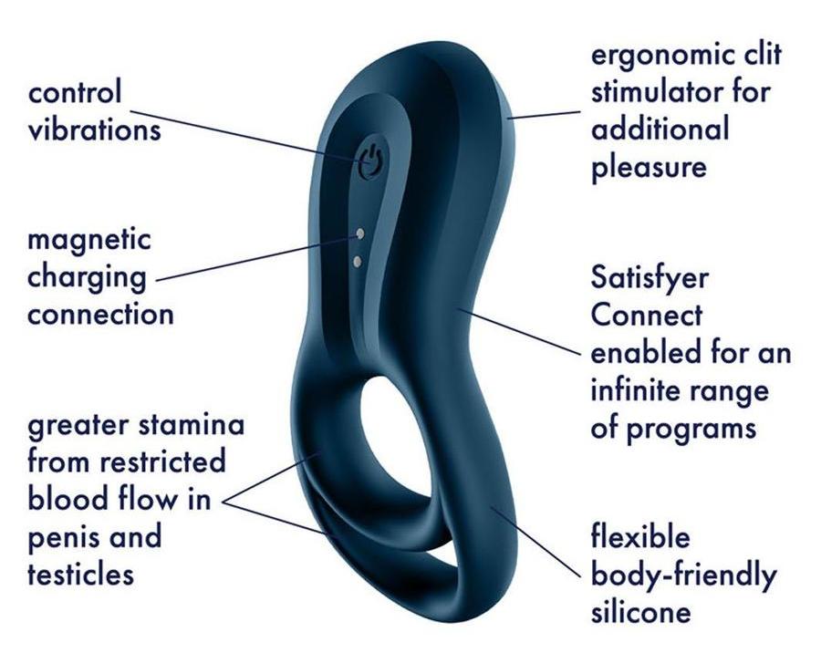 Satisfyer - Epic Duo Ring Vibrator - Navy Blue photo-7